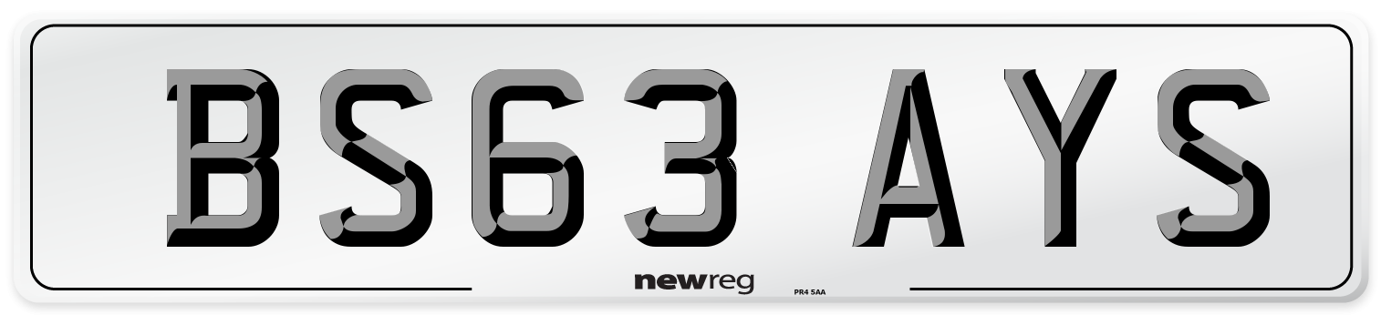 BS63 AYS Number Plate from New Reg